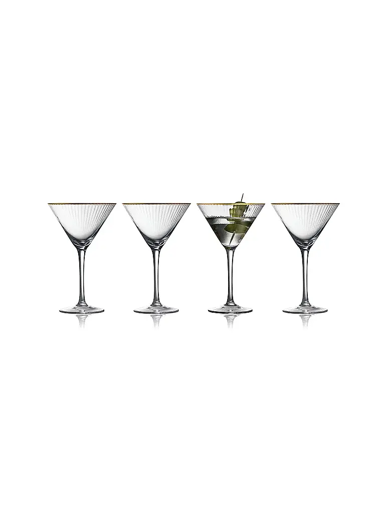 LYNGBY GLAS | Martiniglas Set 4tlg. mit Goldkante PALERMO 25cl | Transparent