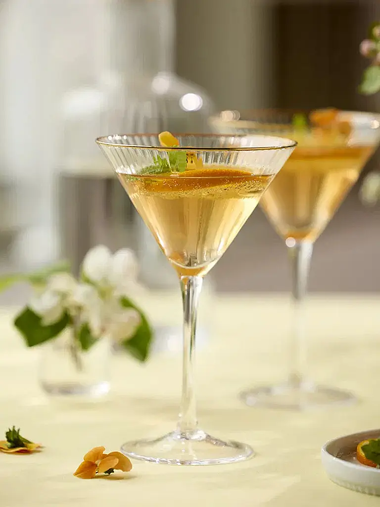 LYNGBY GLAS | Martiniglas Set 4tlg. mit Goldkante PALERMO 25cl | Transparent