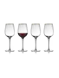 LYNGBY GLAS | Rotweinglas Set 4tlg. mit Goldkante PALERMO 40cl  | Transparent
