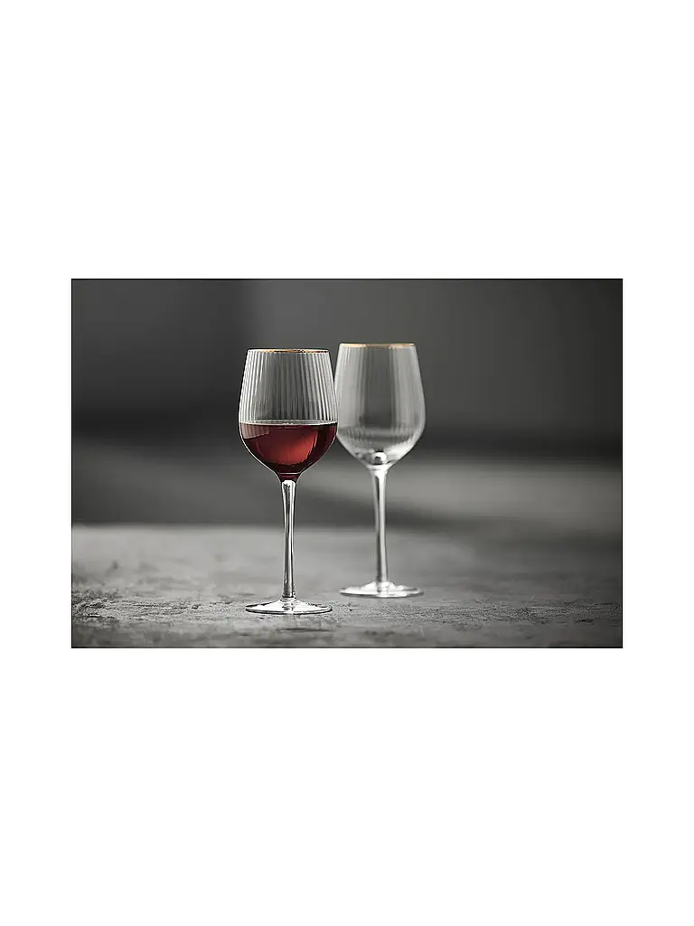 LYNGBY GLAS | Rotweinglas Set 4tlg. mit Goldkante PALERMO 40cl  | Transparent