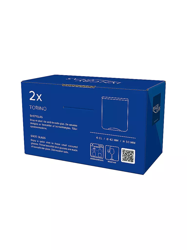 LYNGBY GLAS | Schnapsglas 2er Set TORINO 6cl Blau   | blau