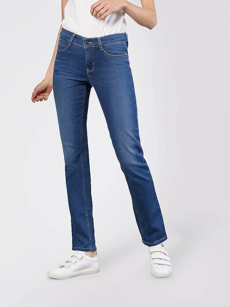Stretch-Jeans MAC "Dream", Damen, Gr. 32, Länge 30, blau (mid blau wash30), Denim/Jeans, Obermaterial: 88% Baumwolle, 9% Polyester, 3% Elasthan, Abriebeffekte, eng normal, Jeans, mit Stretch für den perfekten Sitz, Topseller 3