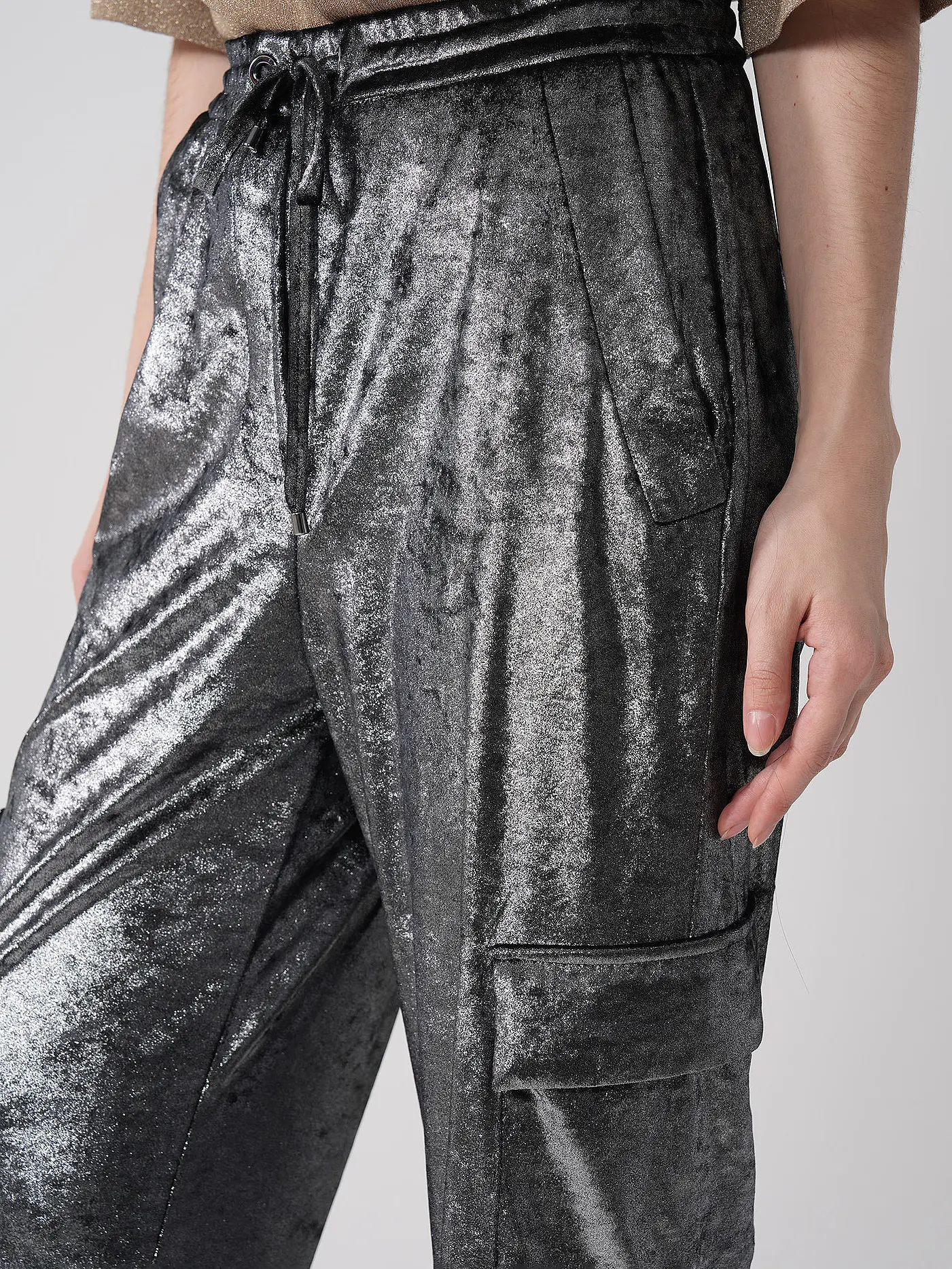 MAC | Cargohose VELVET | silber
