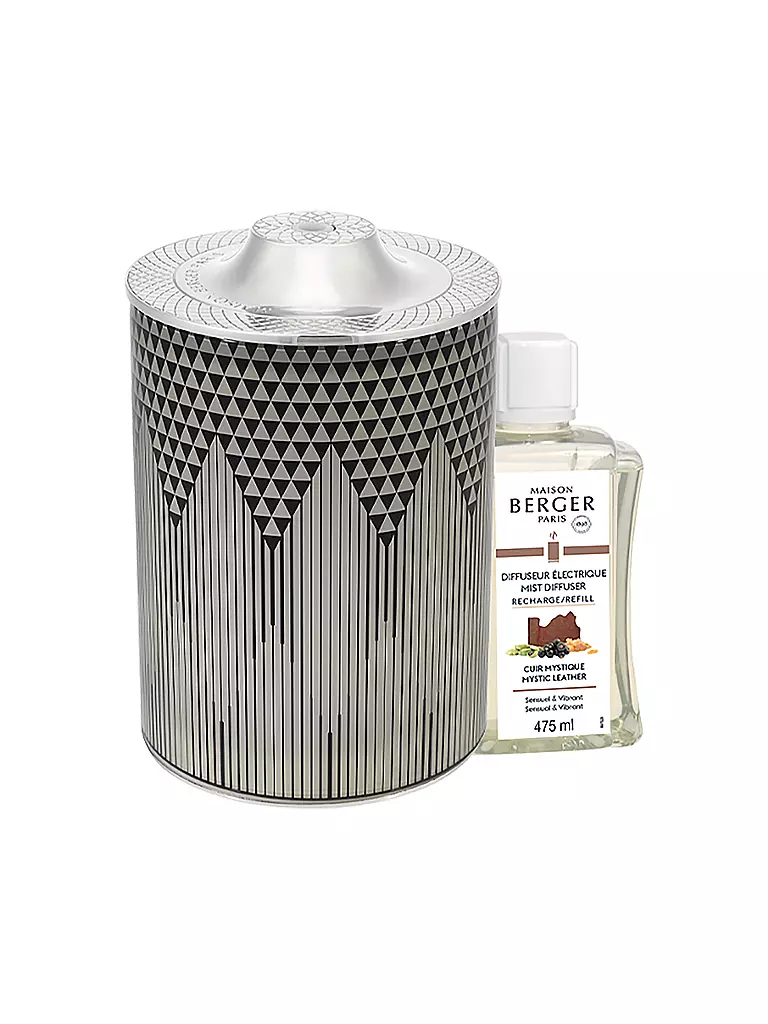 MAISON BERGER PARIS | Lampe Berger Set Elektrischer Diffusor EVANESCENCE +450ml Mystic Leather | grau