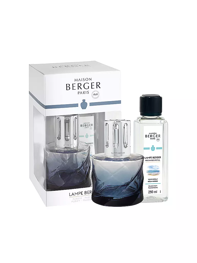 MAISON BERGER PARIS | Lampe Berger Set FLACON SPIRALE BLEUE +250ml Vent D' Ocean | hellblau