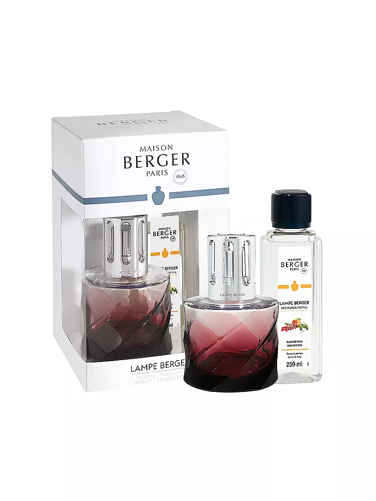 MAISON BERGER PARIS | Lampe Berger Set FLACON SPIRALE GRENAT +250ml  Baies de Goji | beere