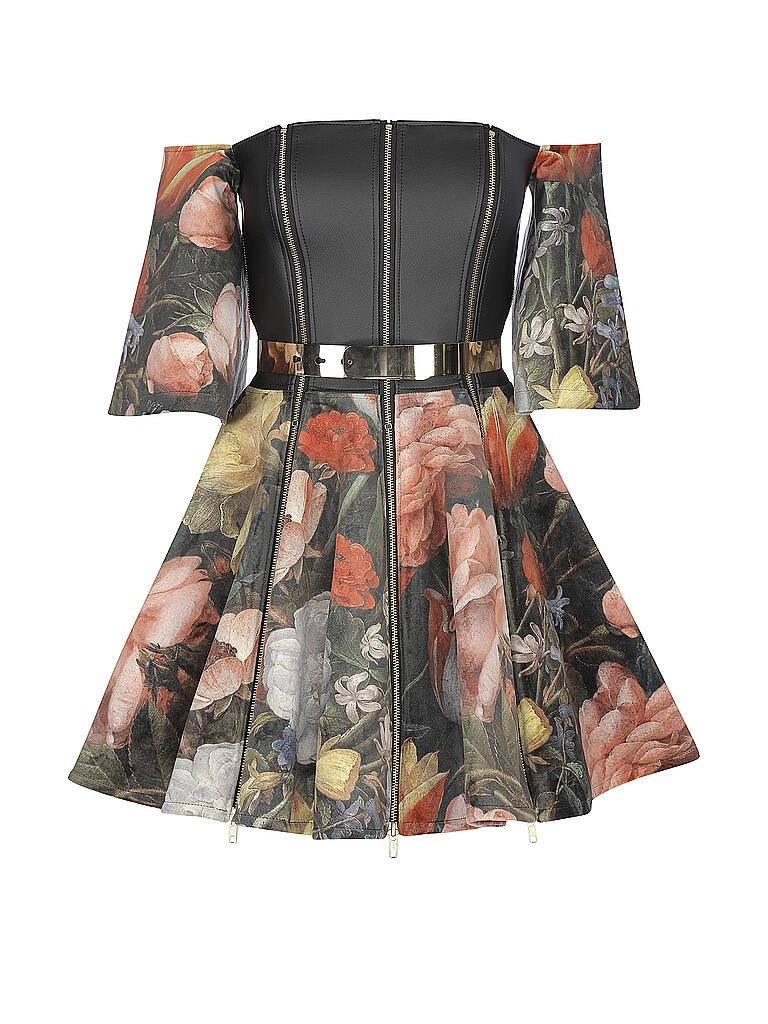 MANUEL ESSL DESIGN | Kleid Biker Floral | bunt