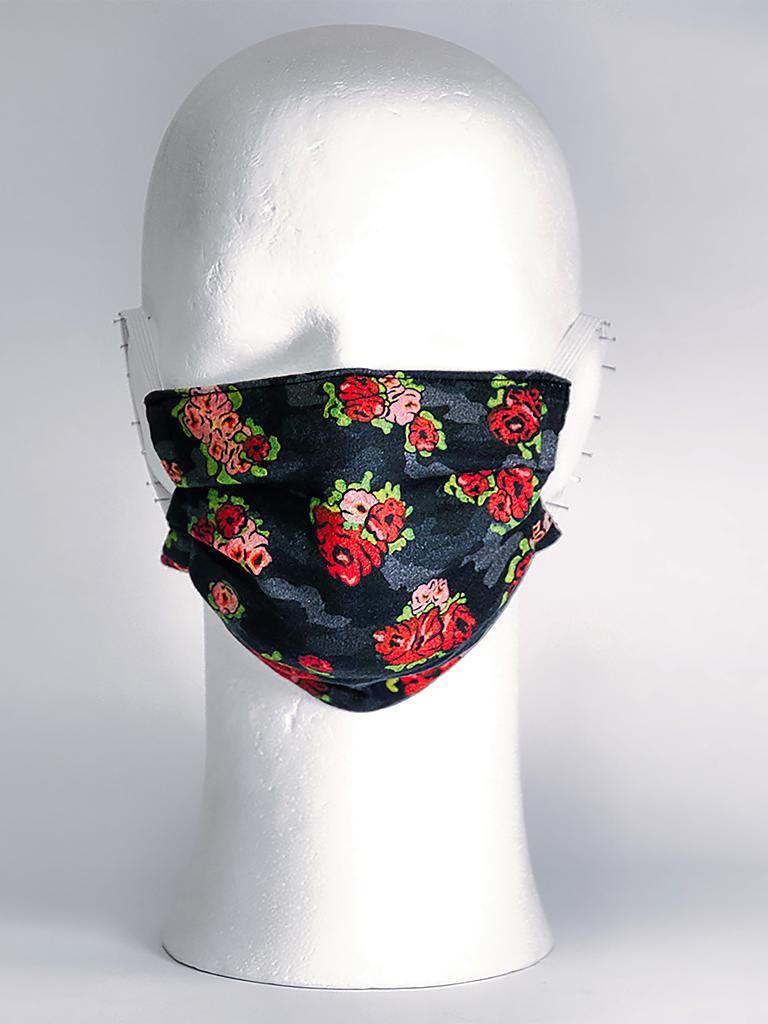 MANUEL ESSL DESIGN | Mund-Nasen-Maske " Roses Black " | schwarz