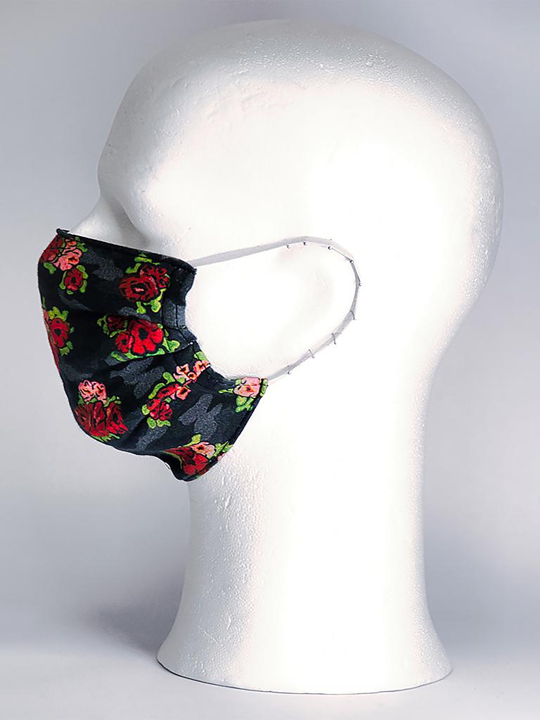 MANUEL ESSL DESIGN | Mund-Nasen-Maske " Roses Black " | schwarz