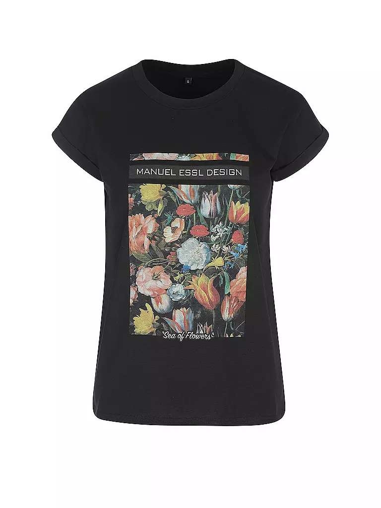 MANUEL ESSL DESIGN | T-Shirt Oversized Fit Sea of Flowers | schwarz