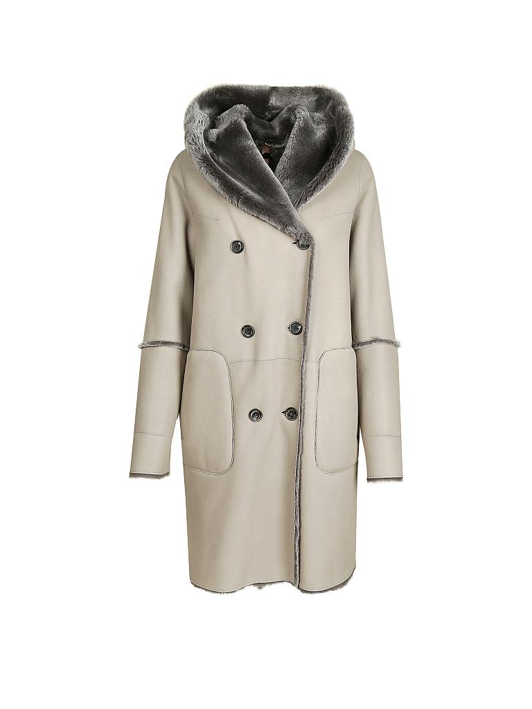 MARC CAIN  | Wende Lammfell- / Ledermantel | grau