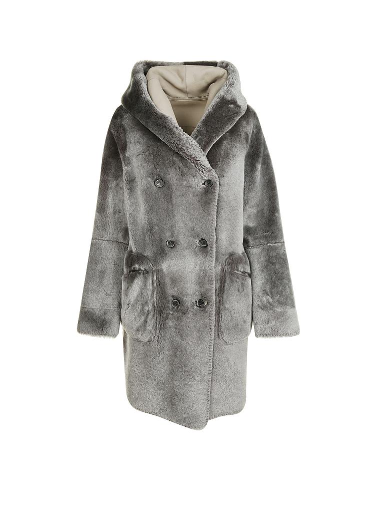 MARC CAIN  | Wende Lammfell- / Ledermantel | grau
