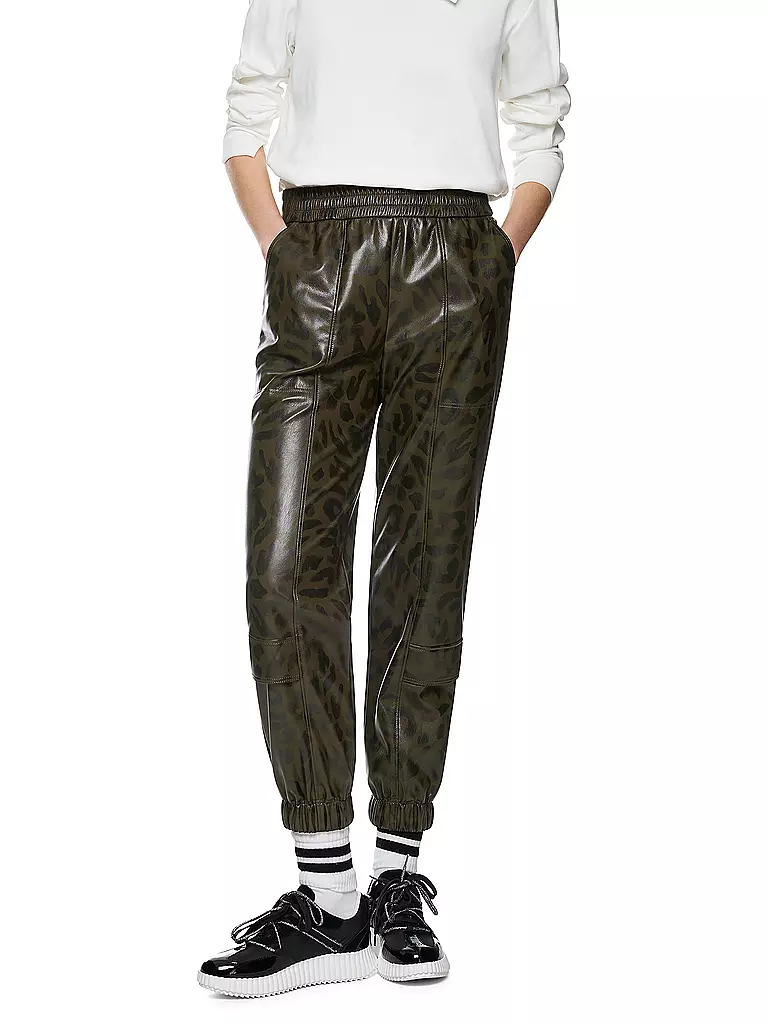 MARC CAIN | Hose in Lederoptik ROYE | olive