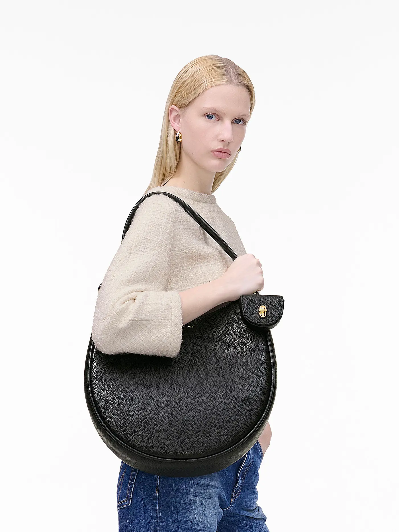 MARC JACOBS | Ledertasche - Hobo Bag THE LARGE CRESCENT | schwarz