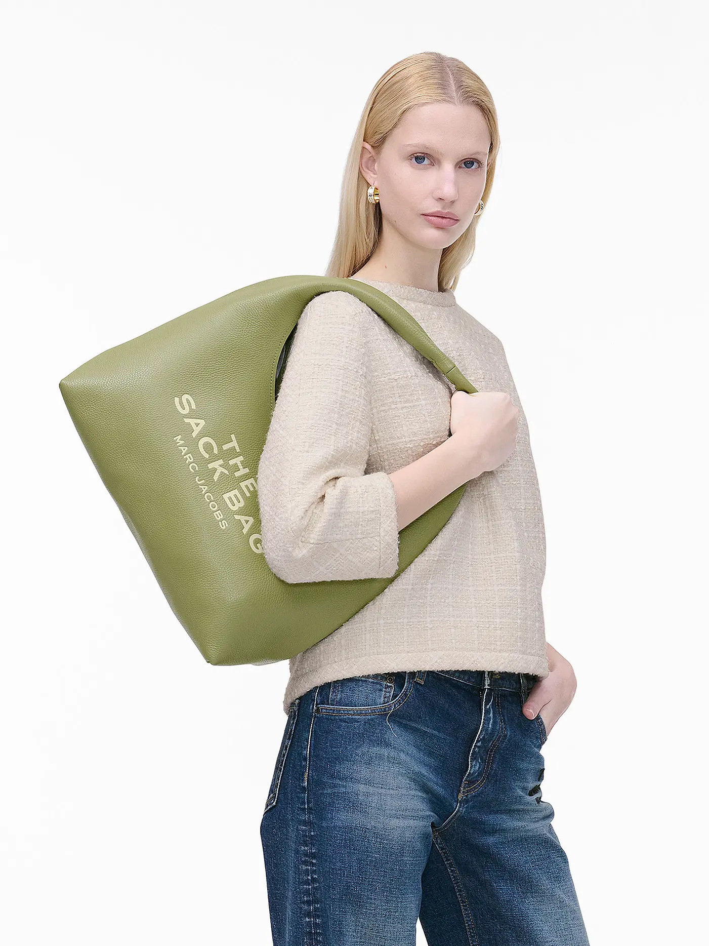 MARC JACOBS | Ledertasche - Umhängetasche THE SACK BAG | grün