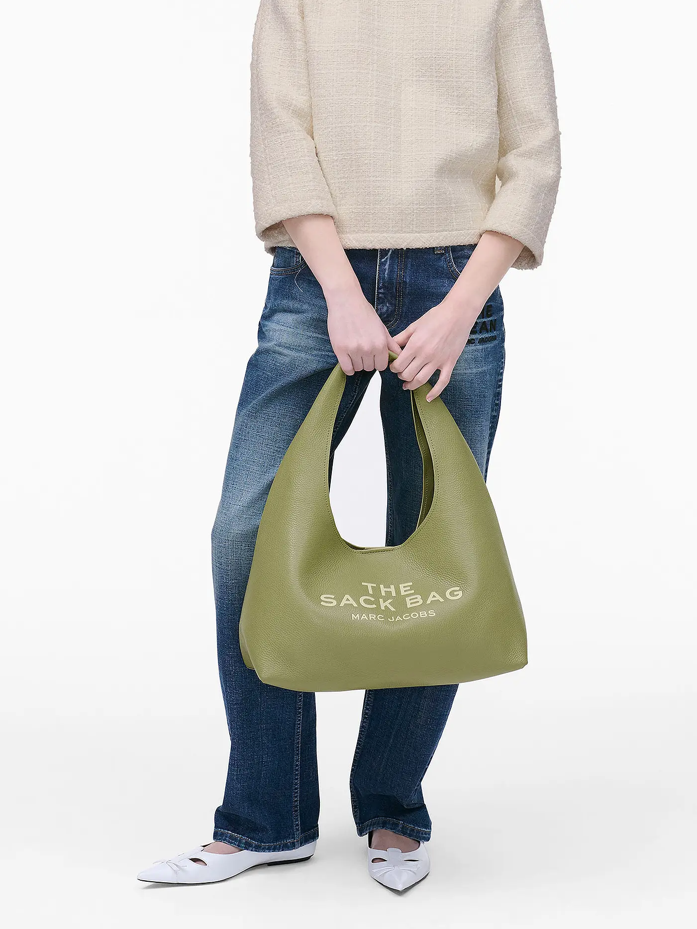 MARC JACOBS | Ledertasche - Umhängetasche THE SACK BAG | grün