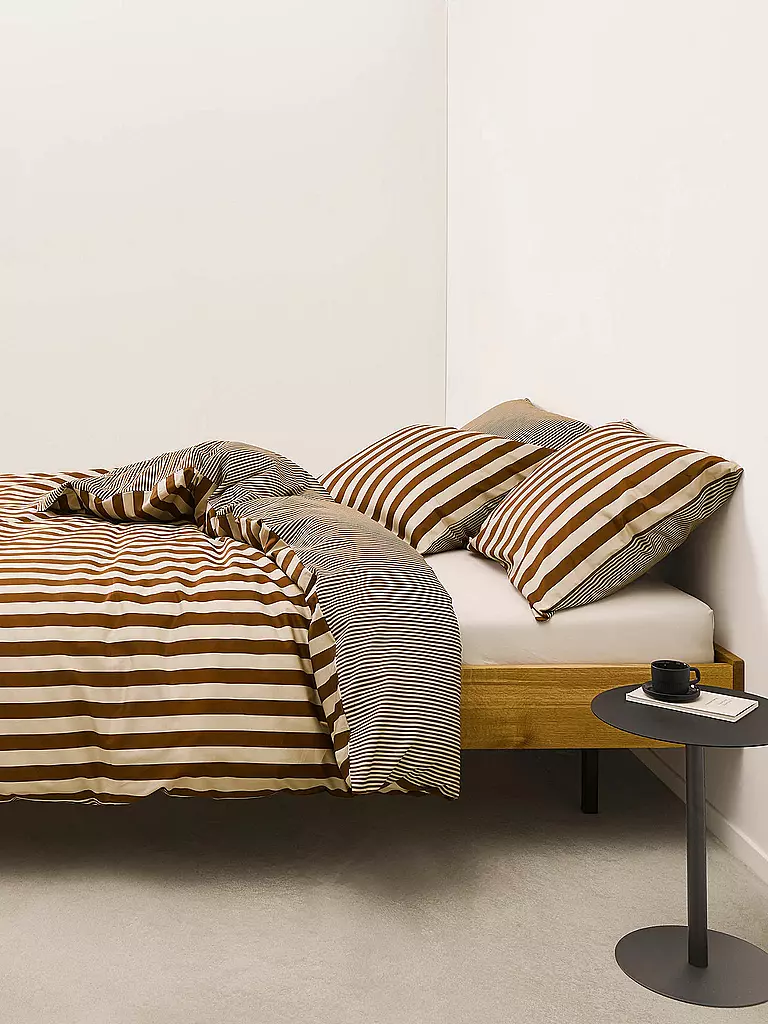 MARC O'POLO HOME | Satin Bettwäsche 70x90cm/140x200cm CLASSIC STRIPE Toffee Brown | braun