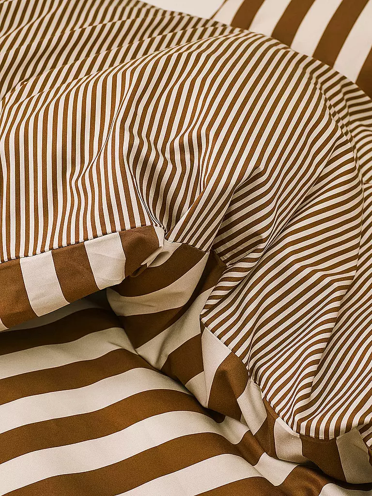 MARC O'POLO HOME | Satin Bettwäsche 70x90cm/140x200cm CLASSIC STRIPE Toffee Brown | braun