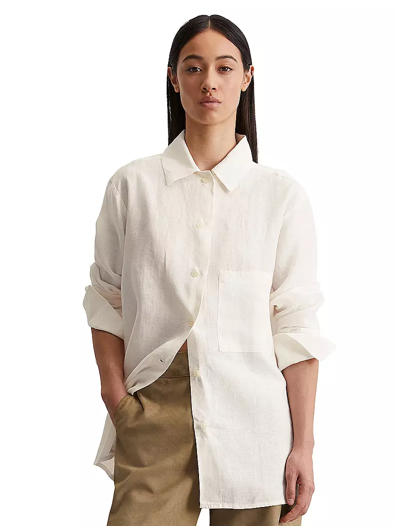 MARC O'POLO | Leinenbluse  | weiss