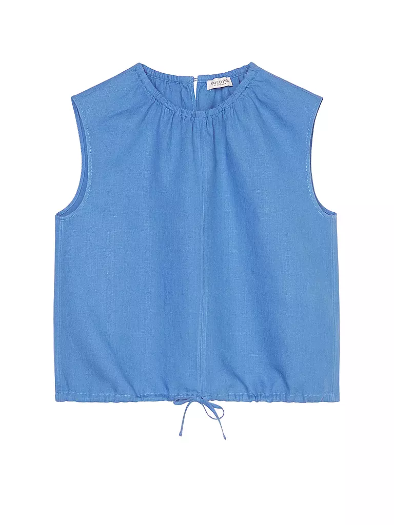 MARC O'POLO | Leinenbluse Cropped Fit | blau