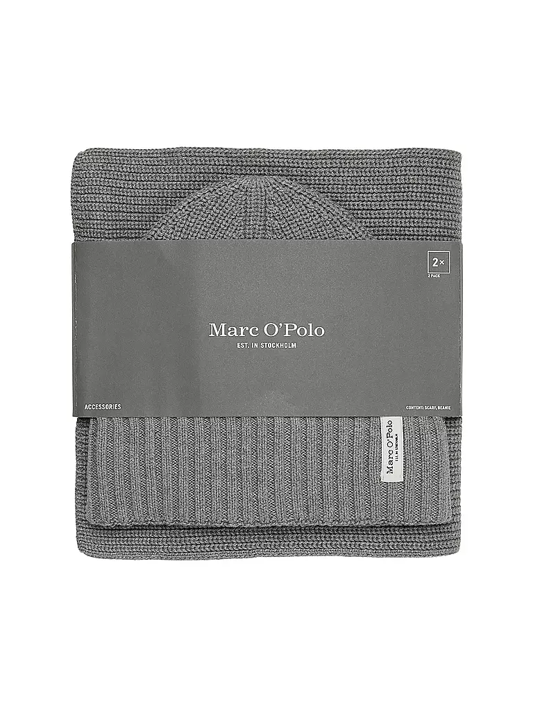 MARC O'POLO | Set 2-teilig Haube und Schal graphite grey melange | grau