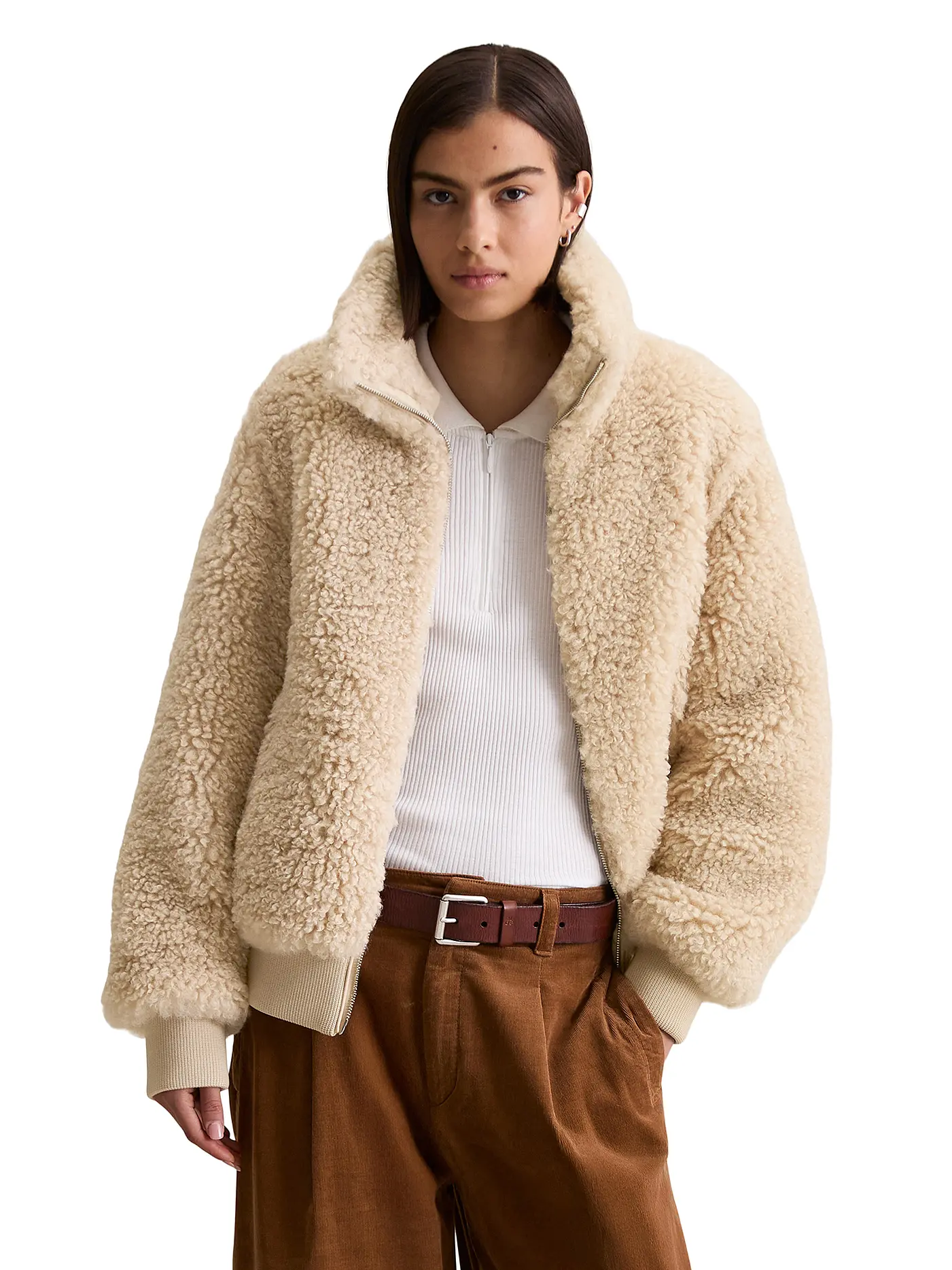 MARC O'POLO DENIM | Jacke in Felloptik  | beige