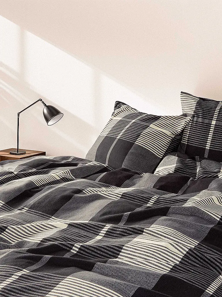 MARC O'POLO HOME | Flanell Bettwäsche ALVAR 70x90cm/140x200cm New Black | schwarz