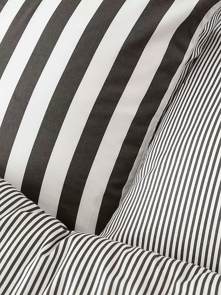 MARC O'POLO HOME | Satin Bettwäsche CLASSIC STRIPE 70x90cm/140x200cm Anthracite | rosa
