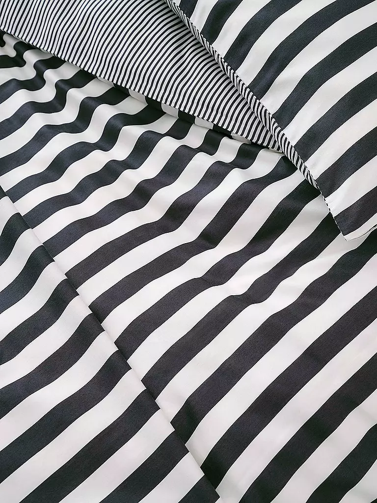 MARC O'POLO HOME | Satin Bettwäsche CLASSIC STRIPE 70x90cm/140x200cm Navy | rosa