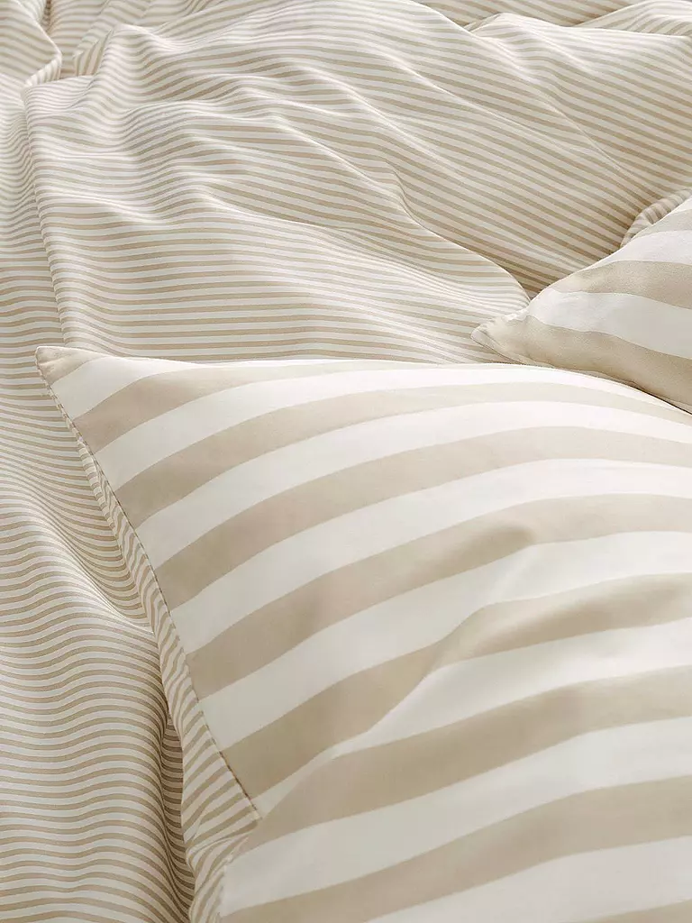 MARC O'POLO HOME | Satin Bettwäsche CLASSIC STRIPE 70x90cm/140x200cm Oatmel | rosa