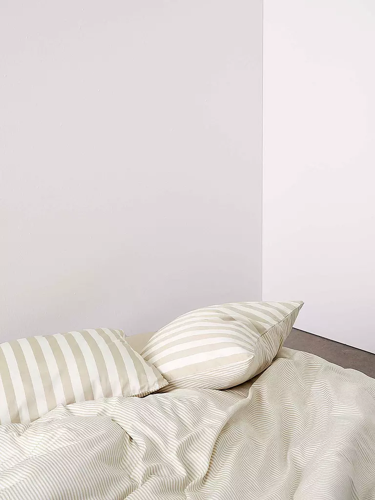 MARC O'POLO HOME | Satin Bettwäsche CLASSIC STRIPE 70x90cm/140x200cm Oatmel | rosa