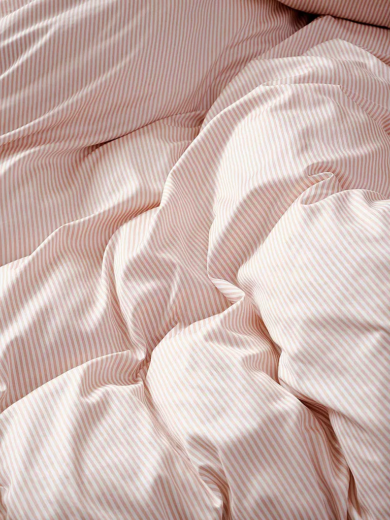 MARC O'POLO HOME | Satin Bettwäsche CLASSIC STRIPE 70x90cm/140x200cm Rose Smoke | hellgrau