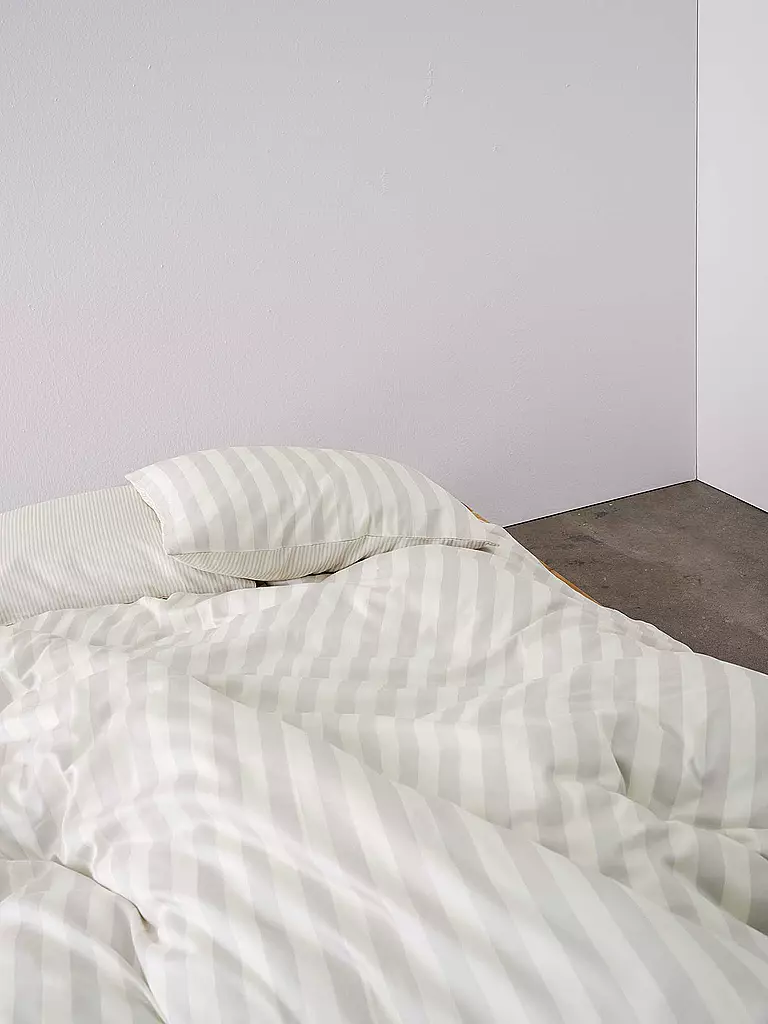 MARC O'POLO HOME | Satin Bettwäsche CLASSIC STRIPE 70x90cm/140x200cm Silver | rosa