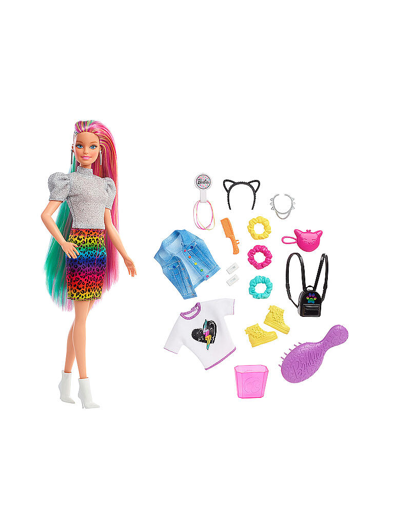 MATTEL | Barbie Leoparden Regenbogen-Haar Puppe | keine Farbe