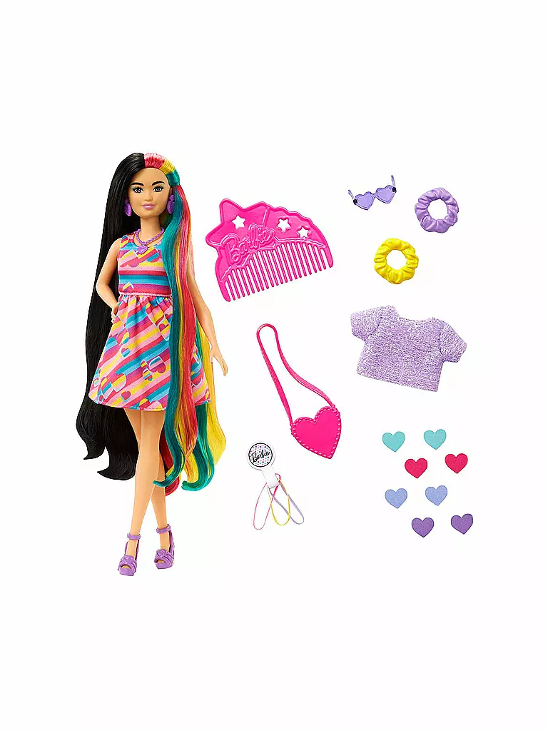 MATTEL | Barbie Totally Hair Puppe (schwarze Haare) im Herzchen-Print Kleid | keine Farbe