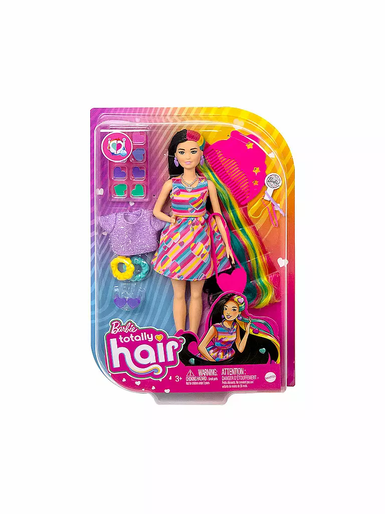 MATTEL | Barbie Totally Hair Puppe (schwarze Haare) im Herzchen-Print Kleid | keine Farbe