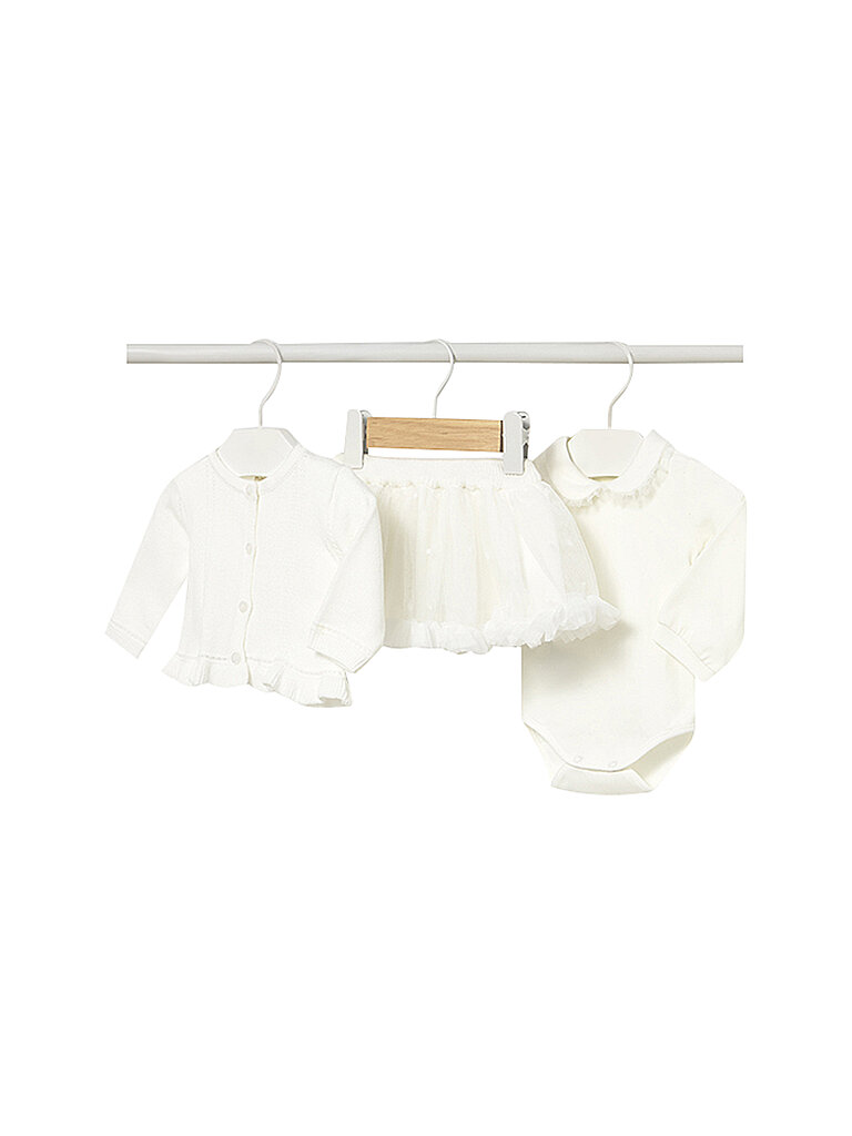 MAYORAL Baby Set 3-teilig Strickjacke, Body und Rock creme | 68
