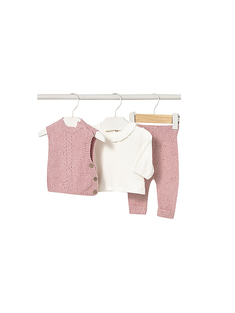 MAYORAL Baby Set 3-teilig Langarmshirt, Pullunder und Hose rosa | 68