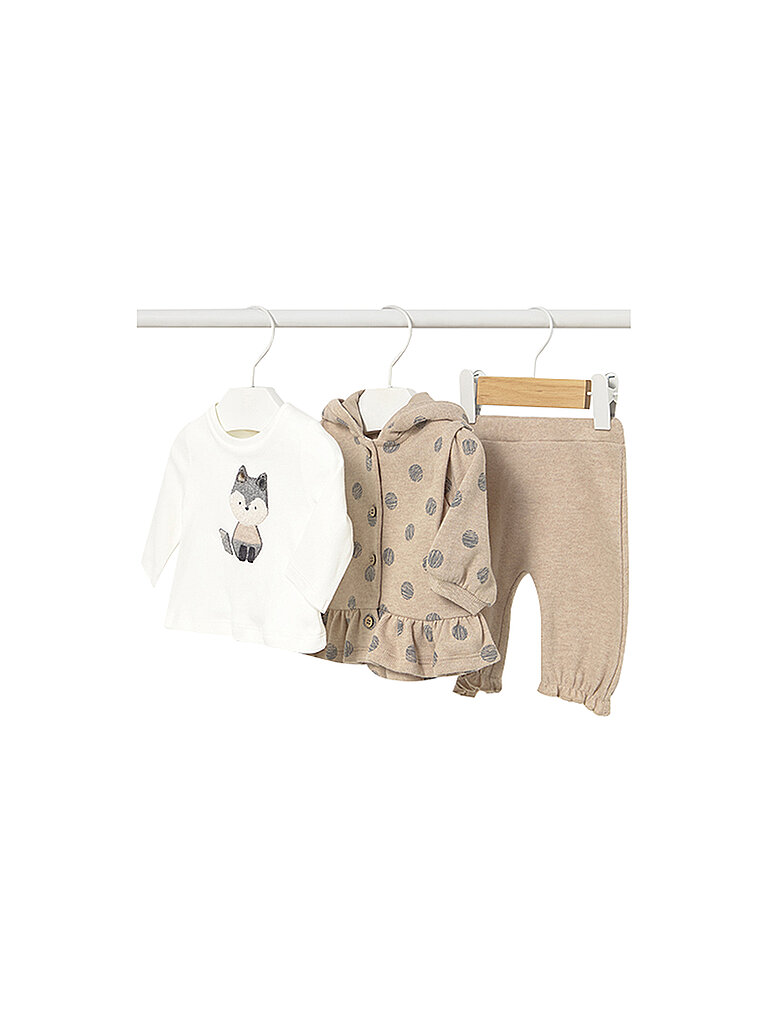 MAYORAL Baby Set 3-teilig Jacke, Langarmshirt und Hose beige | 56