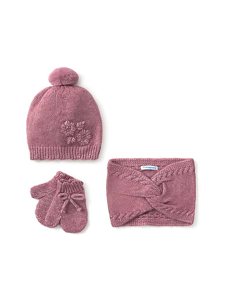 Baby Set 3-teilig Mütze, Schal und Fäustlinge rosa 12M baby