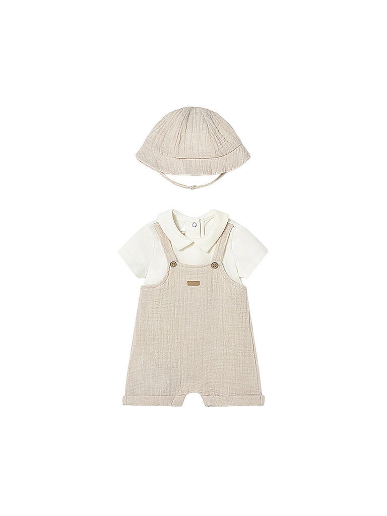MAYORAL Baby Set 2-teilig Latzhose mit Mütze beige | 56