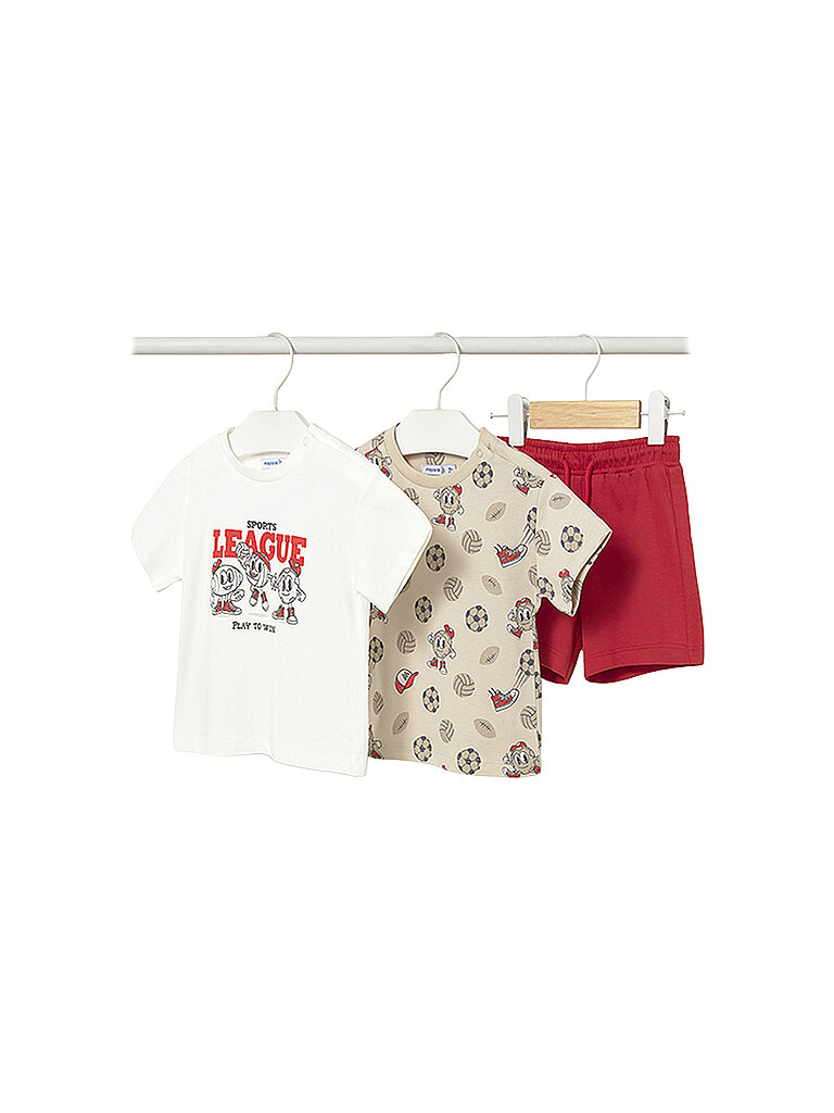 MAYORAL Baby Set 3-teilig T-Shirt und Shorts rot | 68