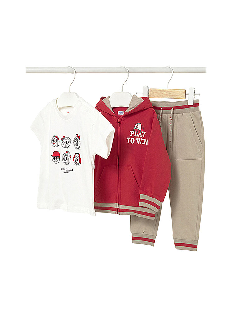 MAYORAL Baby Set 3-teilig Jacke, T-Shirt und Hose rot | 68