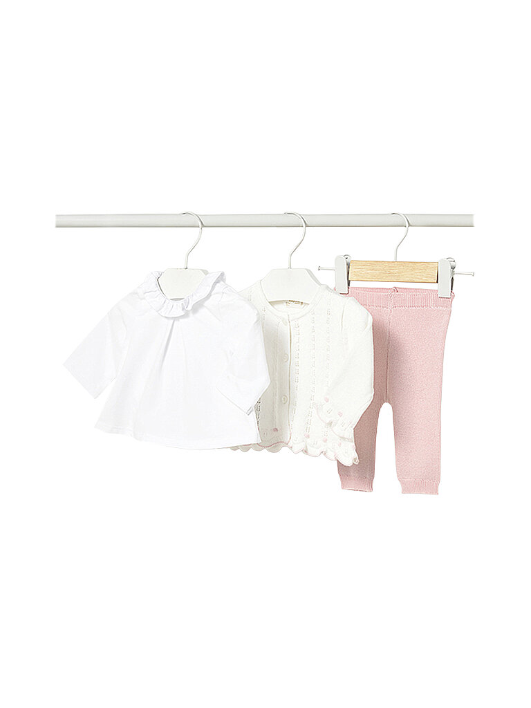 MAYORAL Baby Set 3-teilig Strickjacke, Langarmshirt und Höschen rosa | 62