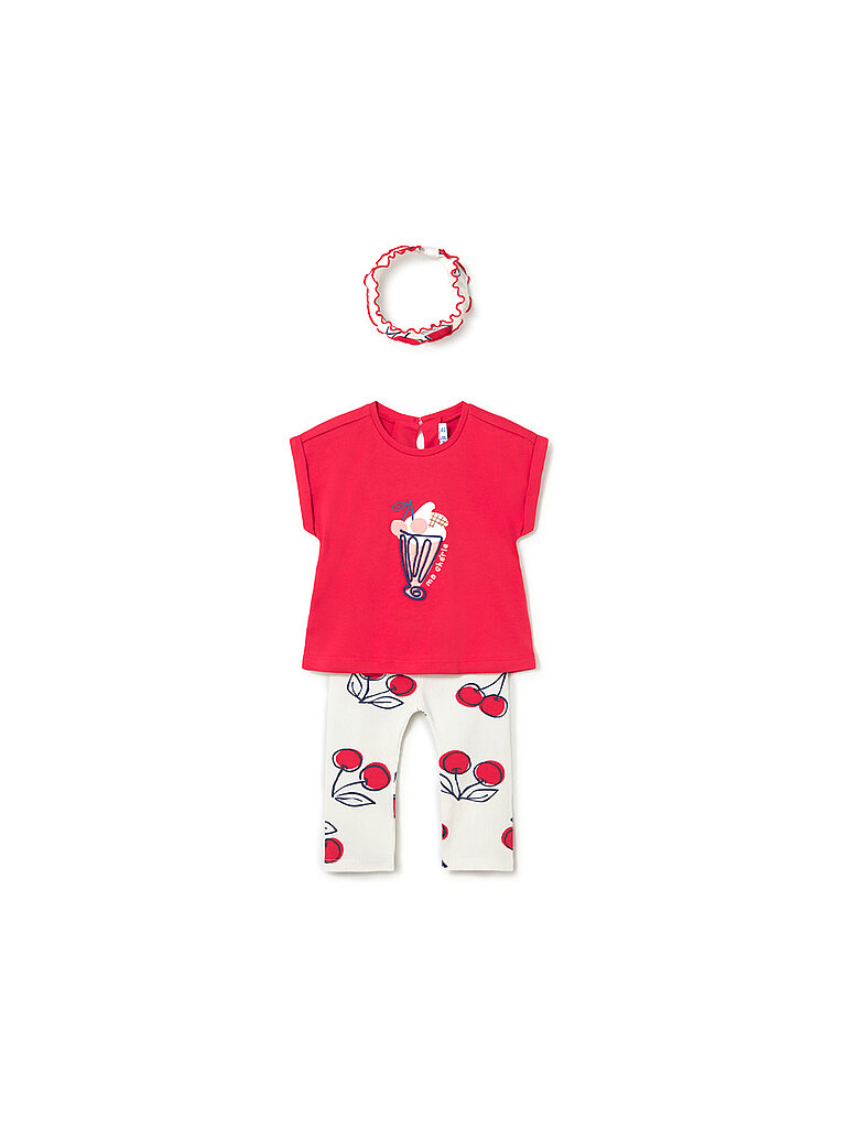 MAYORAL Baby Set 3-teilig T-Shirt, Haarreif und Leggings rot | 68