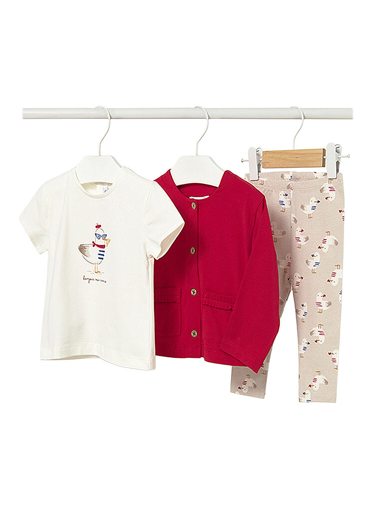MAYORAL Baby Set 3-teilig Jäckchen, T-Shirt und Leggings rot | 74