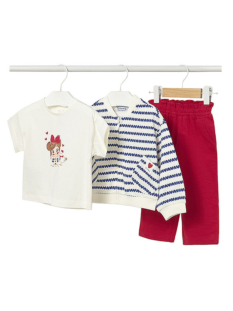 MAYORAL Baby Set 3-teilig Jacke, T-Shirt und Hose rot | 68