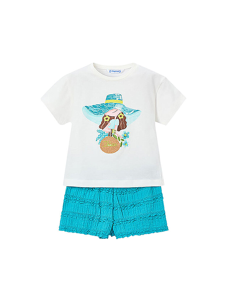 MAYORAL Mädchen Set 2-teilig T-Shirt und Shorts türkis | 98