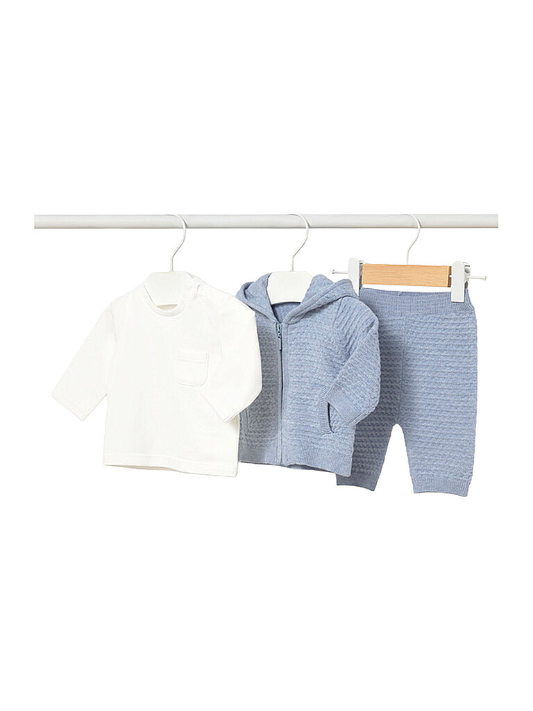 MAYORAL Baby Set 3-teilig Jacke, Langarmshirt und Hose hellblau | 56