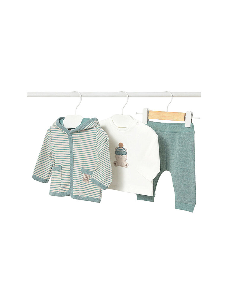 MAYORAL Baby Set 3tlg. Sweatjacke mit Shirt und Hose  mint | 56